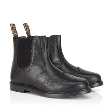 Catesby Menâs Boston Leather Brogue Chelsea Boots | Wingtip Ankle Boots with Elastic Gusset | Smart Casual Slip-On Footwear -Black