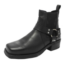 Gringos Mens Harley Biker Cowboy Ankle Harness Boots Leather Black Size 6