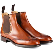 charlie custards by Joseph Cheaney - Montreux Brogue Chelsea Boot In Autumn Calf Leather | F Standard Width Size - 10