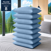 (Pack of 8, Light Blue) Pillow Protectors 50x75cm - 100% Microfiber Pillowcovers- Washable & Anti Allergic Designed for All Pillows