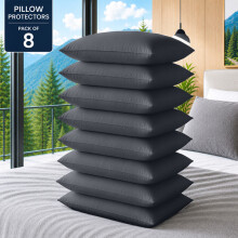 (Pack of 8, Charcoal) Pillow Protectors 50x75cm - 100% Microfiber Pillowcovers- Washable & Anti Allergic Designed for All Pillows