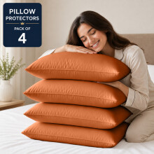 (Pack of 4, Rust) Pillow Protectors 50x75cm - 100% Microfiber Pillowcovers- Washable & Anti Allergic Designed for All Pillows