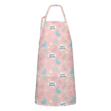 Easter Pink Speech Bubble Apron, Cotton-Linen Waterproof & Adjustable, 33x27", for Kitchen, Gardening, BBQ, Salon — Compatible with Women