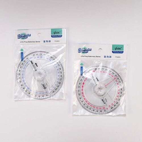 All Circular 10cm 360 Degree Pointer Protractor Ruler Angle Finder Random 2