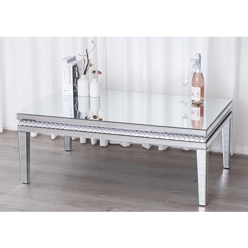 Comfy Living Comfy Living Mirrored Coffee Table with Crystal Detail