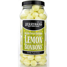 Original Dusted Toffee Centered Lemon BonBons Retro Sweets Gift Jar By Berrymans Sweet Shop (Bon Bons) - Classic Sweets, Traditional Taste.