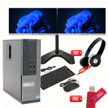 Dell Dual 23" Monitor SFF PC Setup - i5 2nd Gen 16GB RAM 500GB HDD - Windows 11 Pro - Refurbished