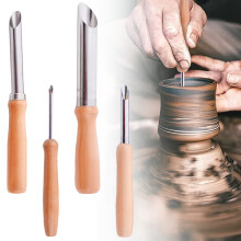 4-Pcs Straw Puncher for Plastic Lids, Wooden Handle – Compatible with Lemonade Cups, Deli Containers & DIY Clay Tools