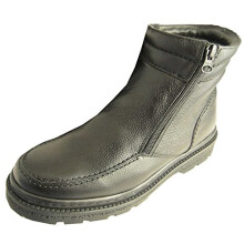 Roamers Mens Leather Warm Lined Double Zip Boots Black in Size 11