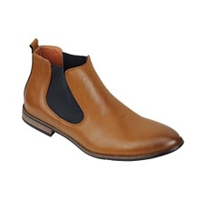 Xposed New Mens Leather Italia Style Vintage Chelsea Boots Casual Dealer Shoes UK Size [UK 8 EU 42,Tan Brown-PU Leather]