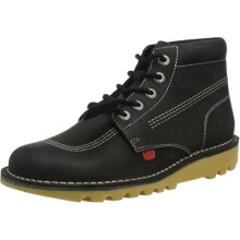 Kickers Unisex's Kick Hi Classic Ankle Boots | Extra Comfortable | Added Durability | Premium Quality, Black/White, 4 UK