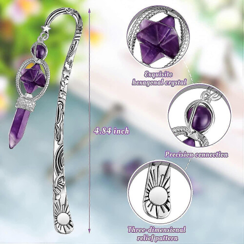 Silver Metal Bookmarks, Hexagonal Pointed Beading, Book Lovers - MMIAO 1