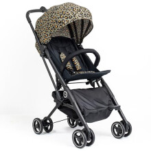 Roma Capsule 3 Baby Stroller Khaki Leopardâ“ Lightweight Compact Holiday Buggy, Lie-Flat Travel Stroller from Birth, 6.7kg, Cabin Size Fold with