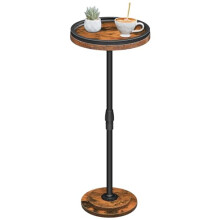 HOOBRO Round Side Table, Height Adjustable Bedside Table, Small Drink Table Sofa Table with Pedestal, Pedestal Side Table for Small Spaces in Living