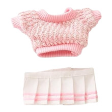 Crocheted Sweater & Pleated Skirt Set for 15cm & 17cm Dolls – Handmade Fashion Display Clothes, Compatible with 15cm & 17cm Dolls