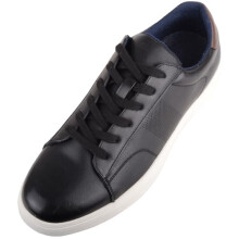 Mens Lace Up Faux Leather Smart Casual Trainer Shoes - Black - UK 10 / EU 44
