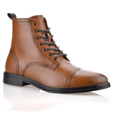 MODINSHU Mens Brogues Zip Up Chelsea Memory Foam Smart Casual Work Ankle Boots Shoes Size[UK12 /US13, Cognac]