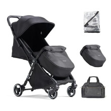 Allis Baby Foldable Pushchair with Footmuff, Raincover & Changing Bag - Lightweight Automatic-Folding Stroller - Puncture-Proof Wheels, Adjustable Leg