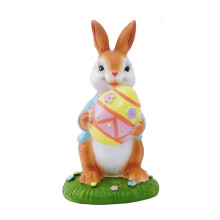 Resin Bunny Figurine with Egg Spring Themed Rabbit Ornament for Home Tabletop Shelf Office Easter Decoration