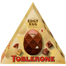 Toblerone The Edgy Egg Milk Chocolate Easter Egg, Includes 1 Chocolate Shell and 4 Truffles, Gift for Easter, 258 g (Pack of 1)