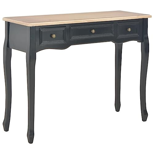 VidaXL vidaXL Dressing Console Table with 3 Drawers Console Makeup Vanity Desk Bedroom Vanity Table Iron Knobs Black and Brown