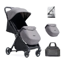 Allis Baby Foldable Pushchair with Footmuff, Raincover & Changing Bag - Lightweight Automatic-Folding Stroller - Puncture-Proof Wheels, Adjustable Leg