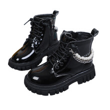 Toddler Boots,Girls Glitter Boots Pearl Chain Fashion British Style Short Boots Fall Winter,Girl Boots,5-5.5 Years,Black