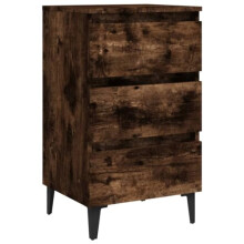 vidaXL Bed Cabinet with Smoked Oak Finish and Metal Legs, Three-Drawer Nightstand with Ample Space, Sturdy and Chic, Requires Assembly, 40x35x69 cm.