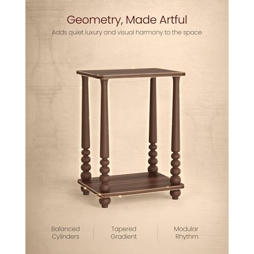 VASAGLE VASAGLE Mariel Collection - Side Table, Accent Nightstand for Small Spaces, Rectangular End Table with Shelf, Solid Wood Legs, Mid-Century Modern, 2