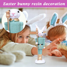 Fantasy Easter Decor - Royal Rabbit Sculpture with Detailed Scepter, Imaginative Easter & Spring Home Accent, Shelf Decor & Conversation Piece Green