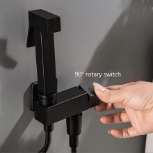 Toilet Sprayer Kit, Black Brass Handheld Bidet Sprayer, Wall Mounted Bidet Sprayer, Complete Toilet Sprayer Kit for Bathroom Cleaning,