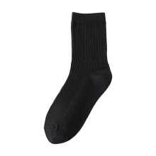 Unisex Solid Color Crew Socks, Simple Knit Ankle Socks for Men & Women Black