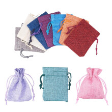 10 Mixed-Color Burlap Drawstring Bags (2.8x3.5in) – Reusable Linen Gift Pouches for Jewelry, Wedding/Christmas Favors, DIY Crafts