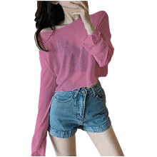 Womens Long Sleeve Cover up Tops Summer Lightweight Crop Shirts Beach Vacation Summer Top Clothes