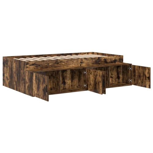 VidaXL vidaXL Bed Frame with Drawer Smoked Oak 70 x 190 cm Engineered Wood 2