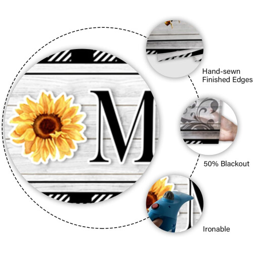 Sunflower Kitchen Curtains and Valance Set Black White 2