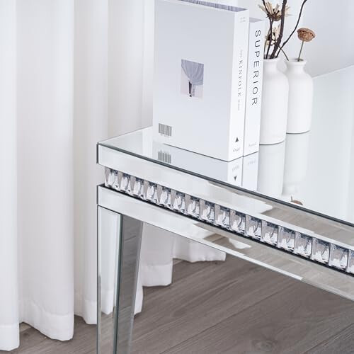 Comfy Living Comfy Living Mirrored Coffee Table with Crystal Detail 1