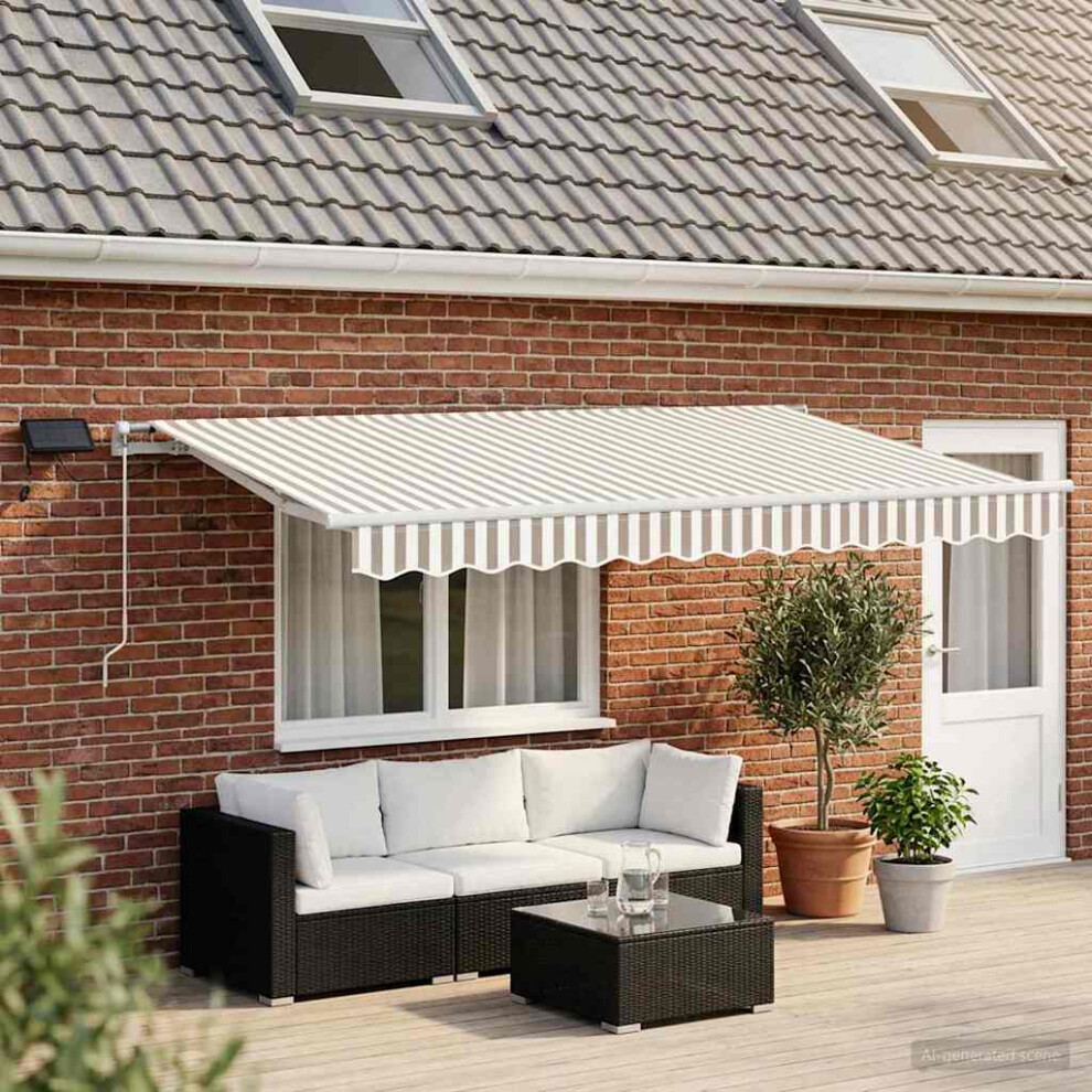 Vidaxl Retractable Awning Light Grey And White 450 X 300 Cm