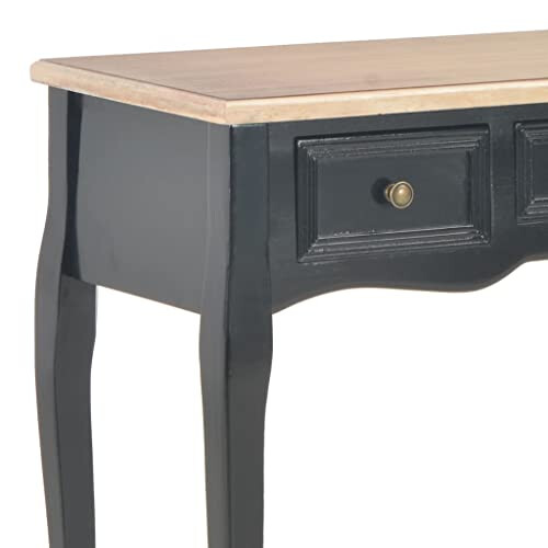 VidaXL vidaXL Dressing Console Table with 3 Drawers Console Makeup Vanity Desk Bedroom Vanity Table Iron Knobs Black and Brown 1