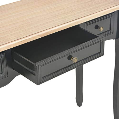 VidaXL vidaXL Dressing Console Table with 3 Drawers Console Makeup Vanity Desk Bedroom Vanity Table Iron Knobs Black and Brown 2