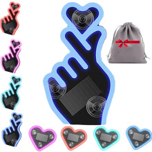 2026 Solar-Powered Finger Heart Car Window Light - Solar Powered Wireless LED Heart Shape C-Pillar Neon Light