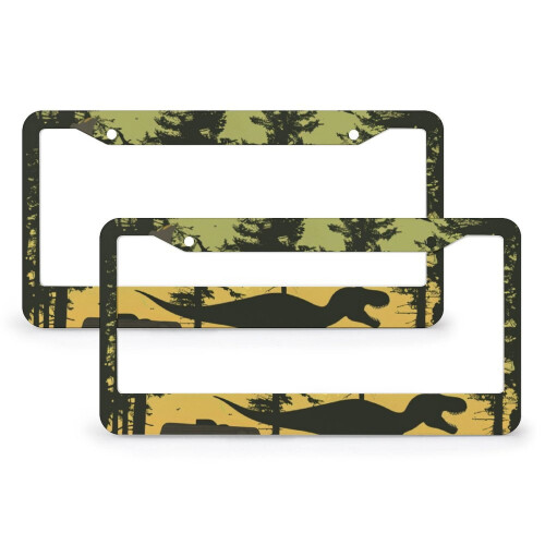 Dinosaur Trailer License Plate Frames Aluminum 2 Pack