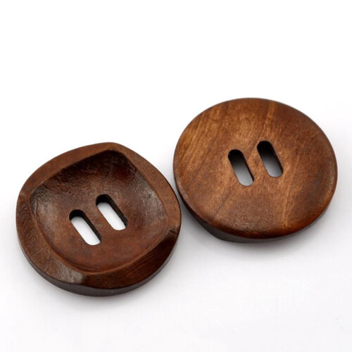Round Sewing Buttons Coffee Brown Wood 10 Pack 30mm 1
