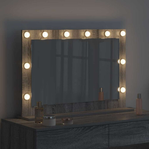 VidaXL vidaXL Vanity Mirror Rectangular Grey Sonoma 80 x 55 x 18 cm 2