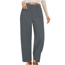 Women's Corduroy Wide Leg Pants Dark Gray High Waist