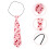 1Pc Valentine's Day Apples Pattern Tie Pink Polyester Festive Party Supply 3