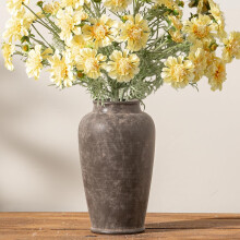 Large Rustic Ceramic Vase, 11" Farmhouse Flower Vase for Home Decor – Brown
