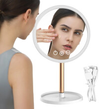Dimmable Rechargeable Lighted Makeup Mirror with 3 Modes – Compatible with Bathroom, Bedroom & Dressing Room