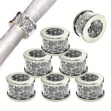Crystal Napkin Rings Set (4/6 pcs) – Rhinestone Decorative Holders for Weddings, Dinners, Gatherings – Silver Napkin Buckles, compatible with
