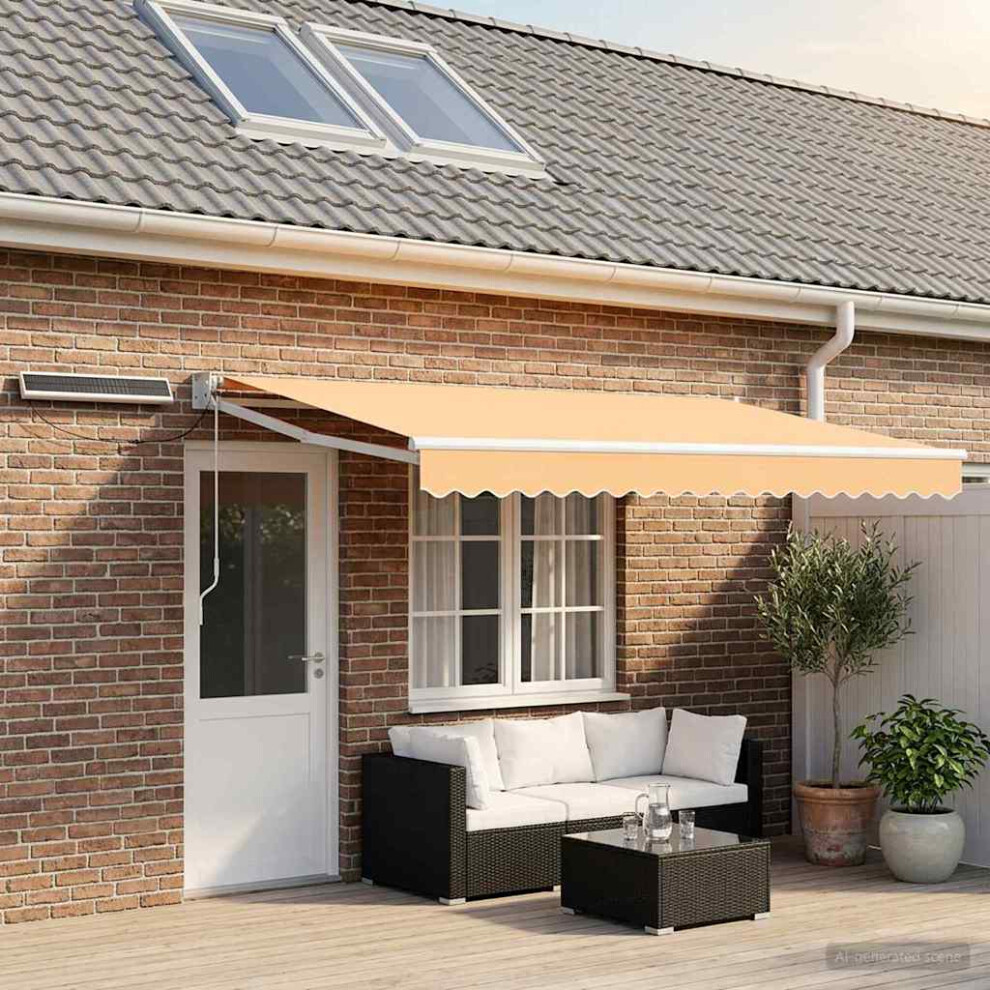 Vidaxl Electric Retractable Awning Sand 100% Polyester And Aluminium